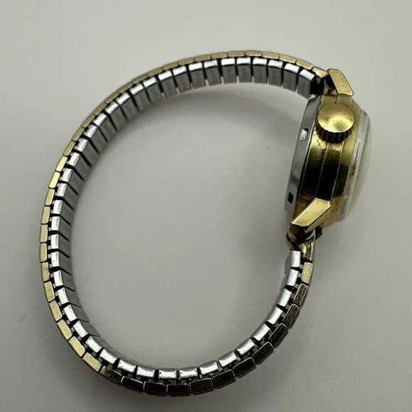 Vintage Bulova Women’s Self-Winding Watch | Two-Tone Stretch Bracelet | Date - Picture 9 of 13